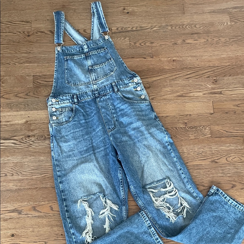 Free People Blue Denim Jumpsuit